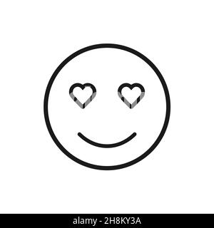 Lächelndes Gesicht mit Herz-Augen Emoji Linie Symbol. Linear Stil Zeichen für mobile Konzept und Web-Design. In Love Emoticon Umriss Vektor-Symbol. Symbol, Logo Stock Vektor