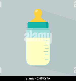 Flaches modernes Design mit Schatten, SEO. Icons mobile Anwendungen und Web-Design. Arbeitsoptimierung: Babyflasche Stock Vektor