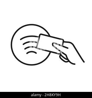 Logo für kontaktloses kabelloses Bezahlen. NFC-Technologie ohne Kreditkarte. Vektorsymbol Stock Vektor