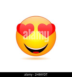 Lächelndes Emoticon-Gesicht mit Herz-Augen-Vektorbild Stock Vektor