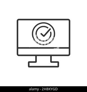 Computer Check Mark Umriss Symbol Vektor lineare Illustration. Stock Vektor