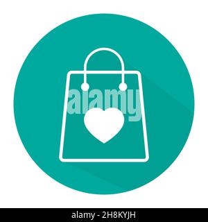 Einkaufstasche mit Herz-Linie-Symbol, Umriss-Vektor-Zeichen Stock Vektor
