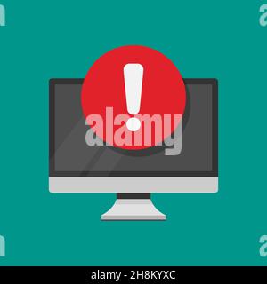 Computermonitor mit Ausrufezeichen. Vektorgrafik Stock Vektor