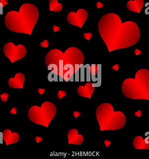 Rote Herzen, nahtlose Vektor-Hintergrund flaches Design Stock Vektor
