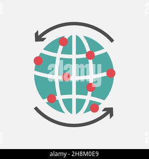 Globe Icon, weltweites Icon flaches Design. Stock Vektor