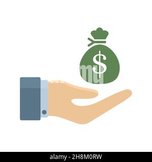 Piktogramm des Geldes in der Hand, Vektor beste flache Symbol, EPS Stock Vektor