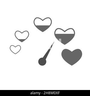 Vektor-Leistungsmessung Love-Symbol, Tachometer-Symbol Stock Vektor