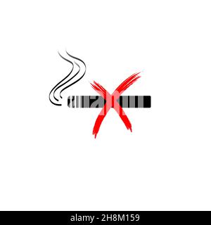 Rauchverbot. Flaches Symbol auf weißem Hintergrund isoliert Stock Vektor