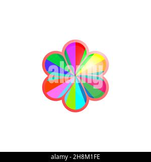 Abstrakte Regenbogenblume, Logo Vektor-Bild isoliert auf weißem Hintergrund Stock Vektor