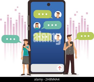Paar chatten auf Online-Plattform. Vektorgrafik. Stock Vektor
