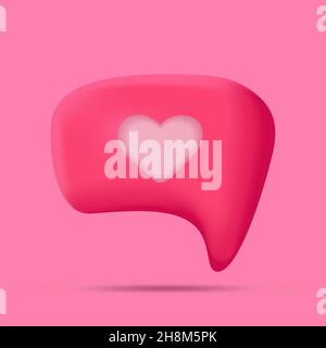 3D Minimal rosa Chat Blasen auf rosa Hintergrund. Konzept von Social Media-Botschaften. Vektor-isolierte Illustration Stock Vektor