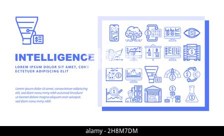 Business Intelligence Technology Landing Header-Vektor Stock Vektor