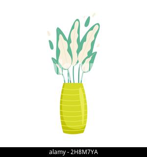 Dieffenbachia Zimmerpflanze in einem Topf. Vektorgrafik im flachen Stil Stock Vektor