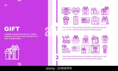 Geschenkpaket Überraschung Auf Holiday Landing Header-Vektor Stock Vektor