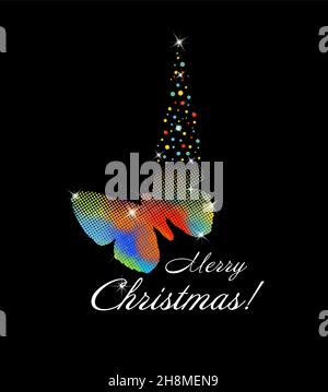 Abstraktion Weihnachtsschmetterling. Weihnachtsbaum aus Kreisen. Frohe Weihnachten. Vektor Stock Vektor