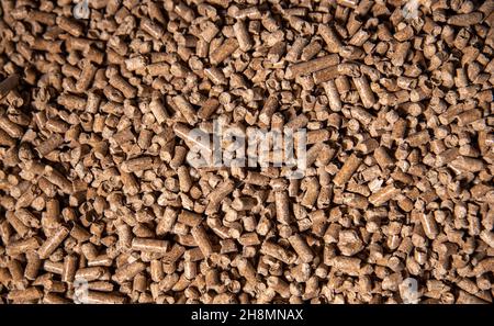 Textur von Pellets zum Aufwärmen liegend auf einer Oberfläche Stockfoto