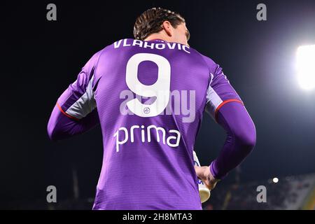 Florenz, Italien. 30th. November 2021. Dusan Vlahovic (Fiorentina) während ACF Fiorentina vs UC Sampdoria, italienische Fußballserie A Spiel in Florenz, Italien, November 30 2021 Quelle: Independent Photo Agency/Alamy Live News Stockfoto