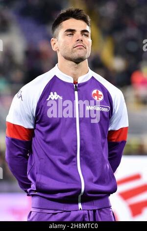 Florenz, Italien. 30th. November 2021. Riccardo Sottil (Fiorentina) während des ACF Fiorentina vs UC Sampdoria, italienische Fußballserie A Spiel in Florenz, Italien, November 30 2021 Quelle: Independent Photo Agency/Alamy Live News Stockfoto