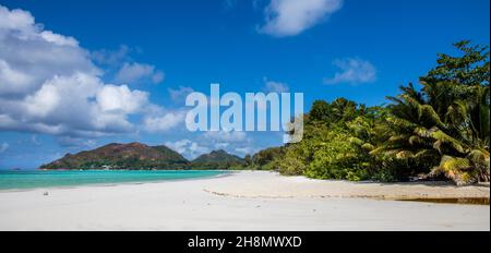 Traumstrand, Cote d'Or, Praslin, Seychellen, Praslin, Seychellen Stockfoto