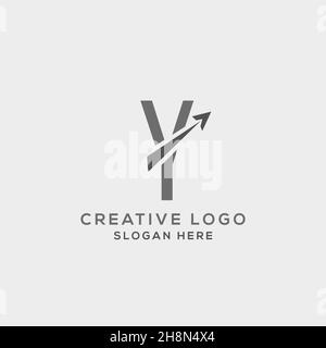 Y-Letter-Initial mit Pfeil-Logo-Design-Vektor-Illustration integriert. Stock Vektor