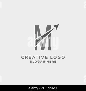 M Buchstabe Initial mit Pfeil Logo Design Vektor Illustration integriert. Stock Vektor