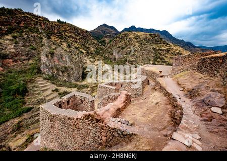 Mondäer Pisac lsndscape in Peru Stockfoto