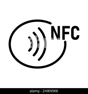 NFC-Symbol. Logo für kontaktloses kabelloses Bezahlen. Vektordarstellung auf weißem Hintergrund isoliert Stock Vektor