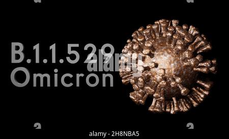 3D Illustration der Covid-19 Coronavirus-Zelle, Visualisierung des sars-Cov-2-Modells Stockfoto