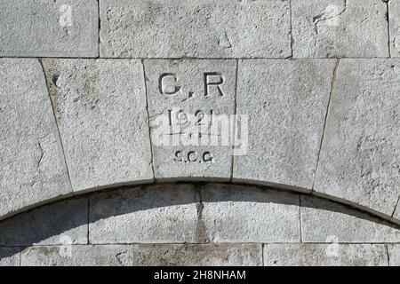 G R 1921 Dattstein an den Zackenstabtoren in Gibraltar Stockfoto