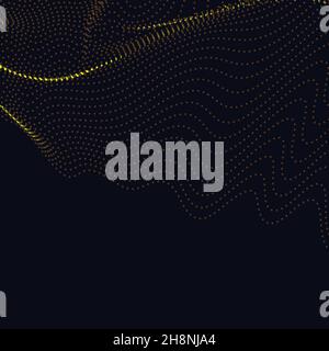 Gold gepunktetes Wellenmuster. Designelement. Abstrakter Vektorhintergrund. Stockfoto