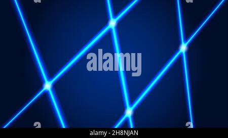 Diagonal leuchtende Linien auf dunkelblauem Hintergrund. Stockfoto