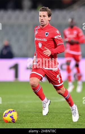 Florenz, Italien. 30th. November 2021. Adrien Silva (Sampdoria) während ACF Fiorentina vs UC Sampdoria, italienische Fußballserie A Spiel in Florenz, Italien, November 30 2021 Quelle: Independent Photo Agency/Alamy Live News Stockfoto