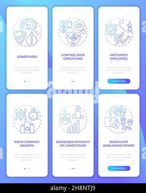 Business Expansion Blue Gradient Onboarding Mobile App Page Screen Set Stock Vektor