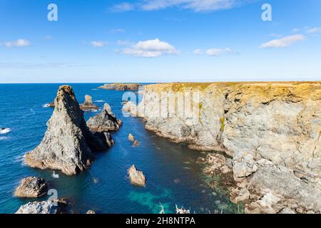Die berühmten Orte der Insel Belle Ile en Mer, Nadeln von Port-Coton und die Klippen Stockfoto