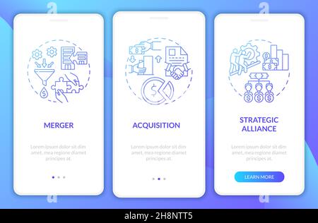 Externe Erweiterung blauer Gradient Onboarding mobile App Seite Bildschirm Stock Vektor