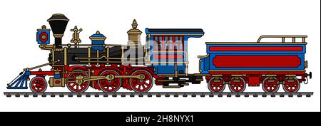 Hand drawing of a vintage american wild west steam locomotive Stockfoto
