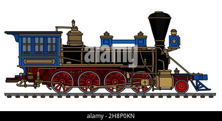 Hand drawing of a vintage american wild west steam locomotive Stockfoto