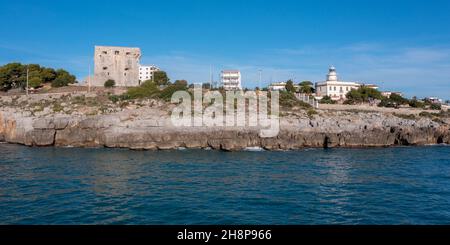 Torre del Rey und Faro de Oropesa del Mar, Spanien Stockfoto