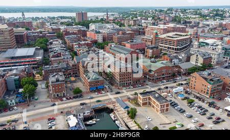 Luftaufnahme der Innenstadt von Portland, Maine, USA Stockfoto