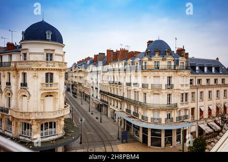 Blick auf die Rue de la Republique vom Martroi-Platz Stockfoto