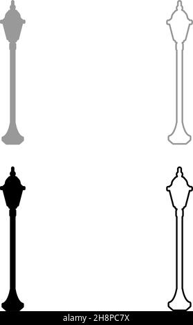 Straße Lampe Laterne Set Symbol grau schwarz Farbe Vektor Illustration Bild einfach flach Stil solide füllen Kontur Kontur Linie dünn Stock Vektor