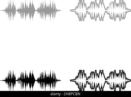 Sound Wave Audio Digital Equalizer Technologie oszillierende Musik Set Symbol grau schwarz Farbe Vektor Illustration Bild einfach flach Stil solide Füllung Stock Vektor