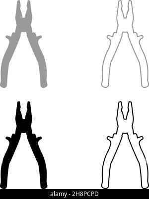 Zangen Werkzeugsatz Symbol grau schwarz Farbe Vektor Illustration Bild einfach flach Stil solide Füllung Kontur Kontur Linie dünn Stock Vektor