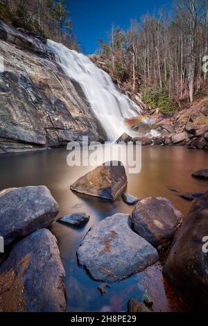 Rainbow Falls im Gorges State Park in der Nähe von Sapphire in North Carolina, USA Stockfoto