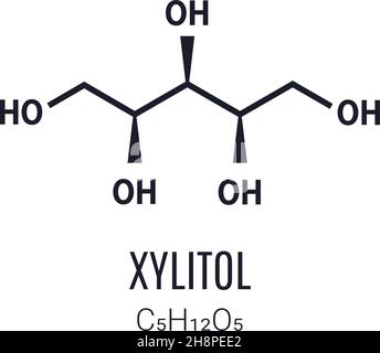 Xylitol-Molekülstruktur. Xylitol-Skelett-chemische Formel. Vektorgrafik Stock Vektor