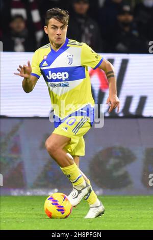 Salerno, Italien. 30th. November 2021. (11/30/2021) Paulo Dybala (Juventus FC.) in Aktion die Serie A zwischen den USA. Salernitana 1919 - FC Juventus. Im Stadio Arechi Endstand: 0-2 (Foto: Agostino Gemito/Pacific Press/Sipa USA) Quelle: SIPA USA/Alamy Live News Stockfoto