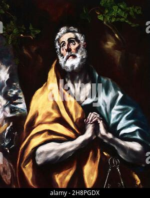 Der reuige heilige Petrus von El Greco (Domenikos Theotokopoulos, 1541-1614), Öl auf Leinwand, um 1600-05 Stockfoto