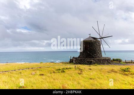 Die traditionellen Windmühlen, Vila do Corvo Corvo, Azoren, Portugal Stockfoto