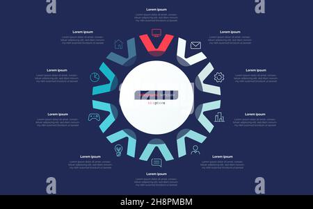 Design-Vorlage für den Kreis mit zehn Optionen. Vektorgrafik Stock Vektor