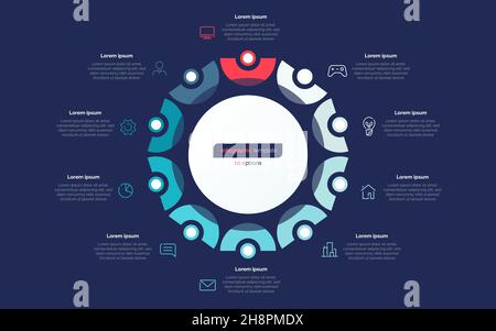 Design-Vorlage für den Kreis mit zehn Optionen. Vektorgrafik Stock Vektor